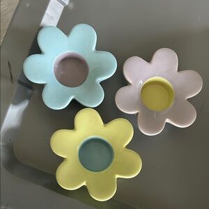 Set of Three Flower-Shaped Candle Holders